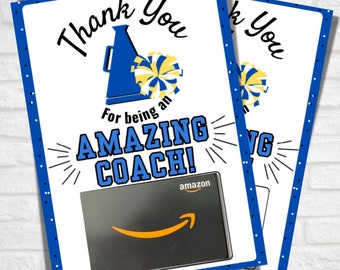 Biglietto di ringraziamento per allenatore di cheerleading, porta carte regalo, apprezzamento per l'allenatore, regalo per allenatore di cheerleading, sei un allenatore straordinario, fine stagione, 5x7, stampabile