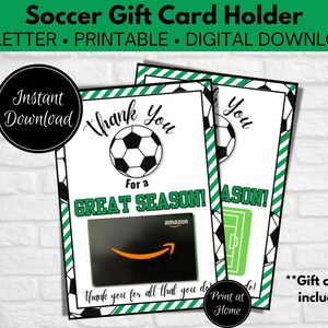 Soccer Coach Thank You Card, Printable Soccer Coach Gift Card Holder ...