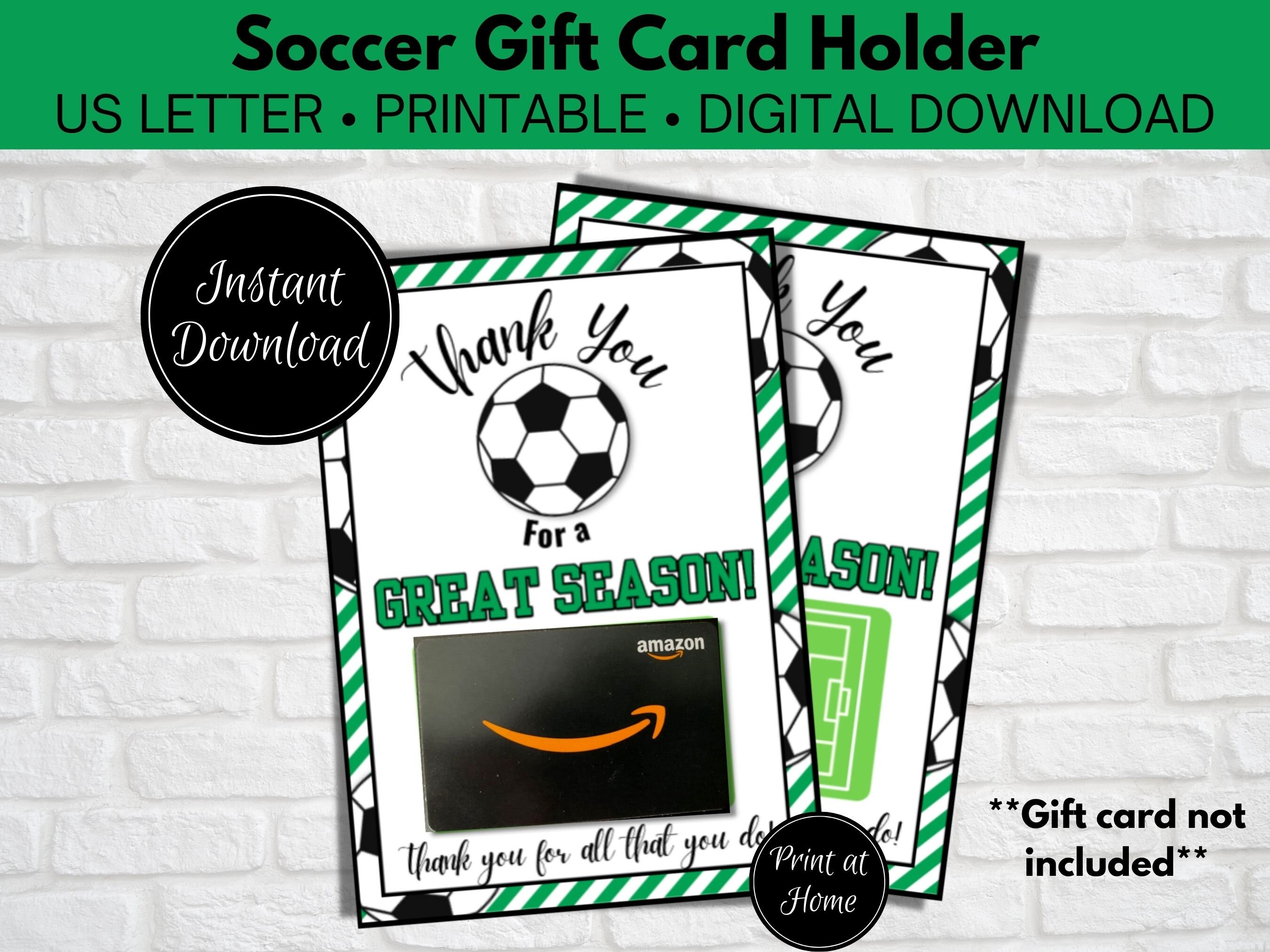 Soccer Coach Thank You Card, Printable Soccer Coach Gift Card Holder