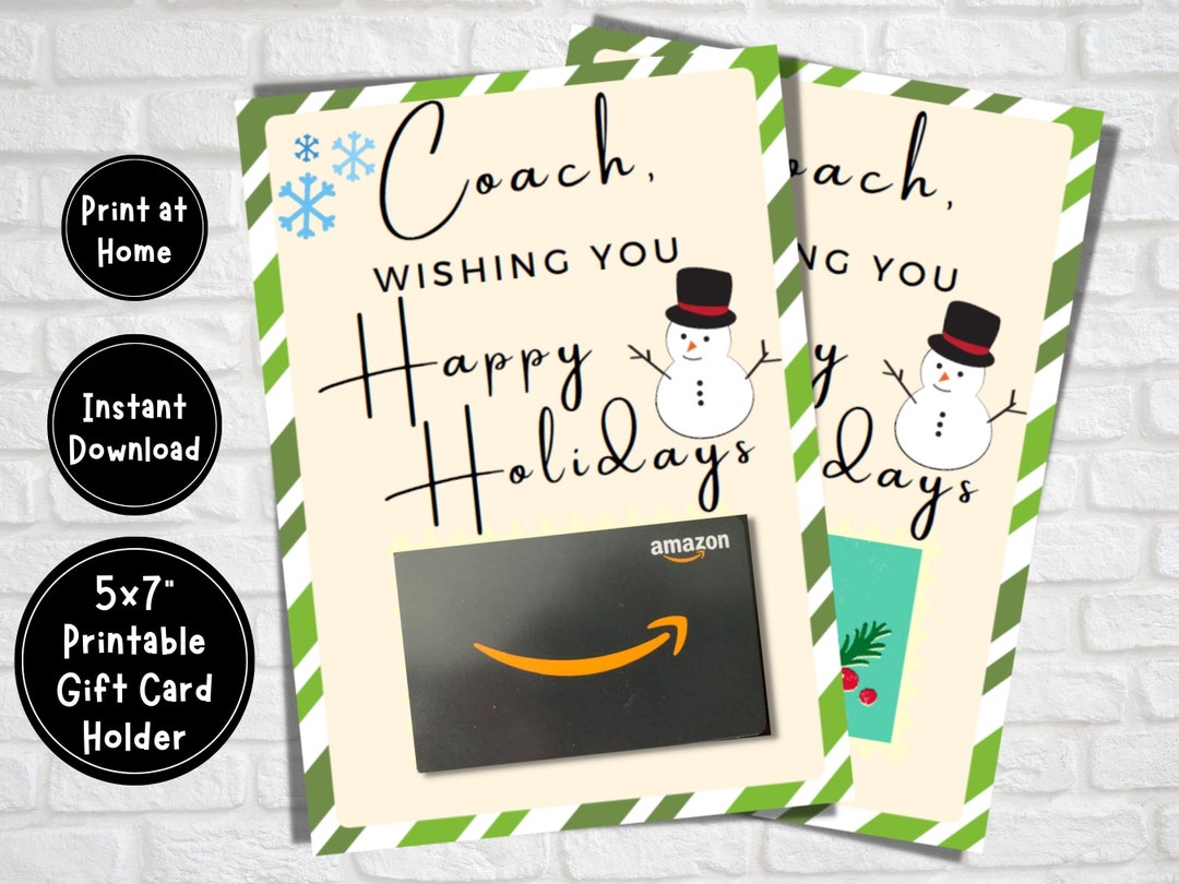 Coach Holiday Gift Gift Card Holder Printable Coach Thank - Etsy