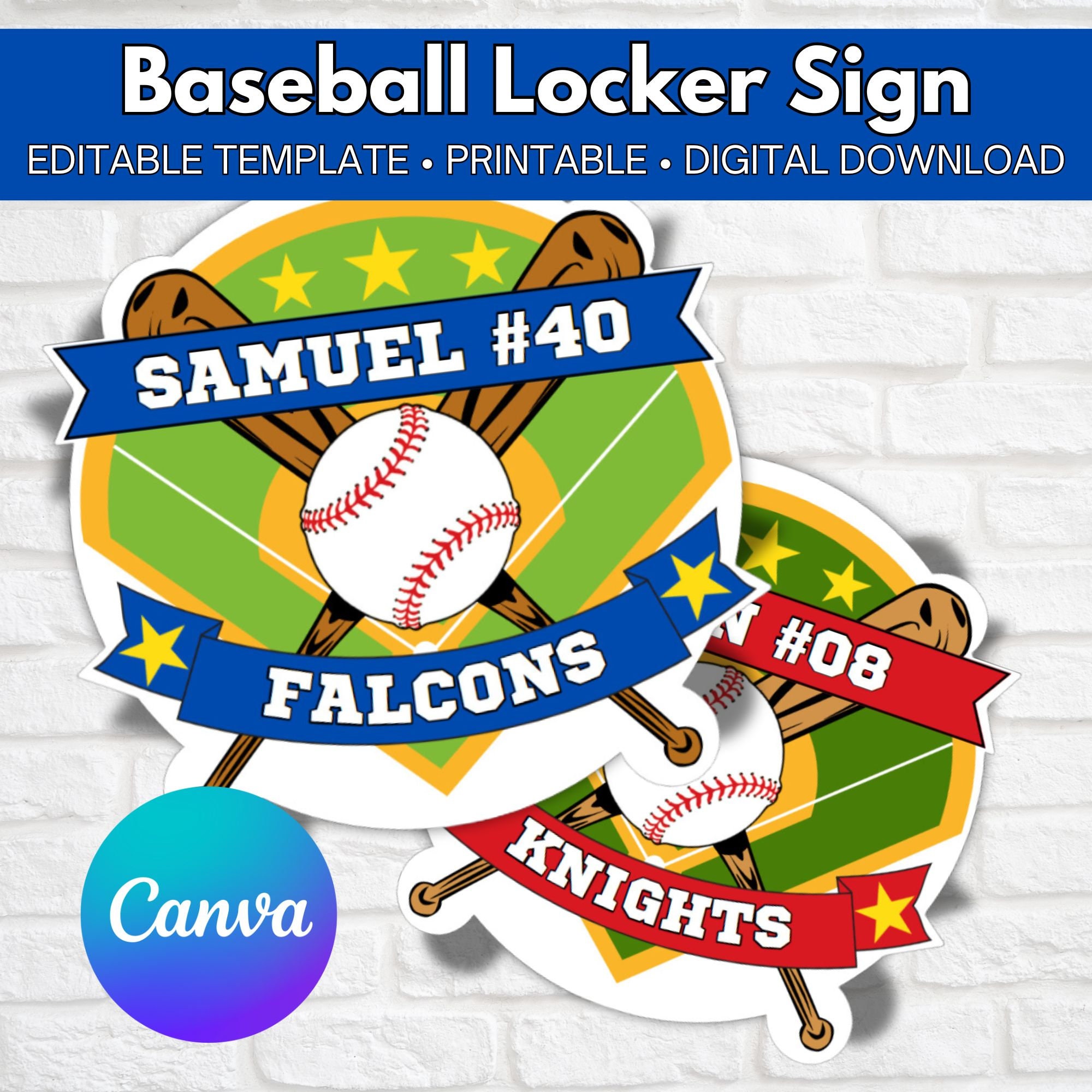 Baseball Door Sign, Canva Template, Locker Decoration, Baseball Tags ...