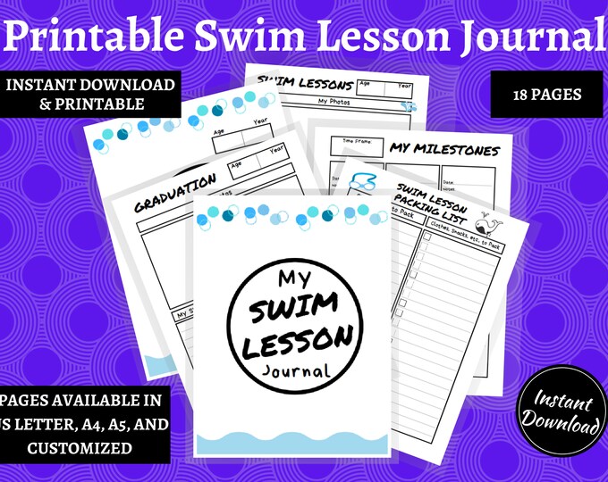 Lessons Journal Swim Lesson Journal, Swim Lessons, Learn to Swim, Swim School, Swim ...