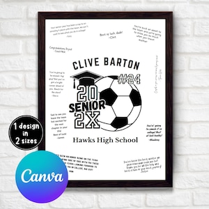 Printable Soccer Senior Gift, Soccer Poster for Signatures, Memory Mate, Soccer Gift, Senior Poster Team Gift, Canva Template, Soccer Team