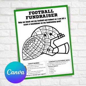 Football Fundraiser Template, Color my Football, Fundraiser Flyer, Team Fundraiser, Travel Team, Canva Template, Football Team Fundraiser