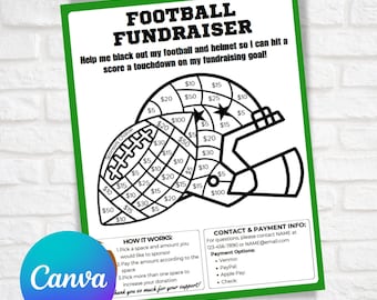 Football Fundraiser Template, Color my Football, Fundraiser Flyer, Team Fundraiser, Travel Team, Canva Template, Football Team Fundraiser