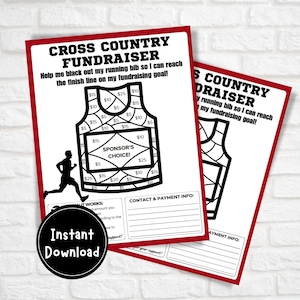 Cross Country Fundraiser Flyer: Fill My Bib Sponsor Form (Digital Download)