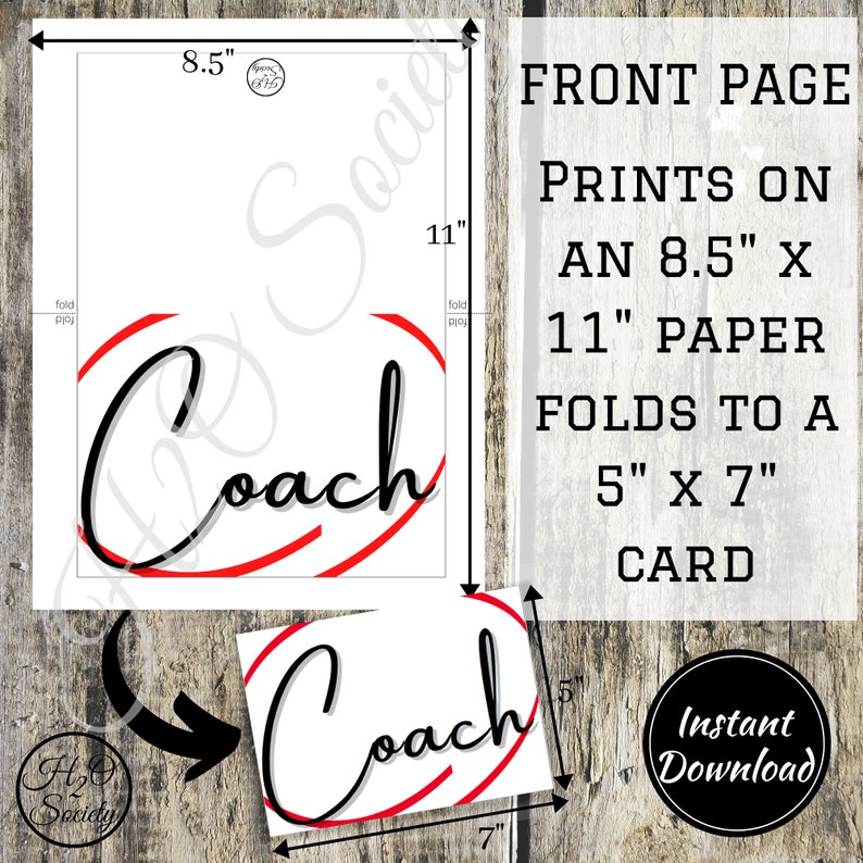 Coach Thank You Card Coach Appreciation Card Printable Coach - Etsy
