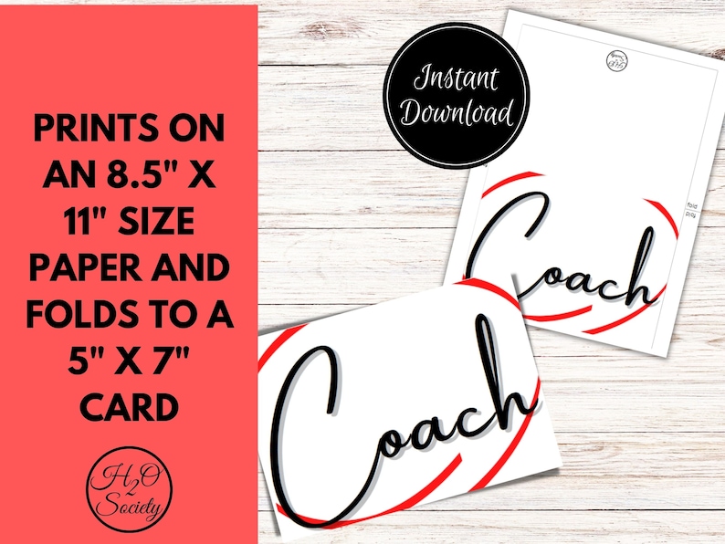 Coach Thank You Card Coach Appreciation Card Printable Coach image 3