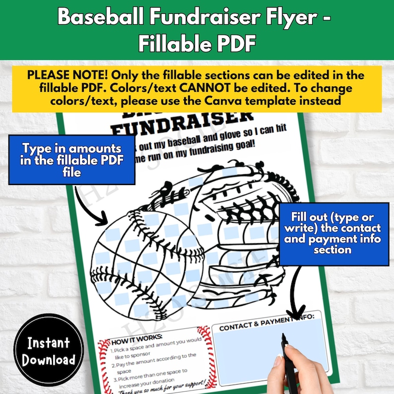 Baseball Fundraiser Template, Color My Baseball, Fundraiser Flyer, Team ...