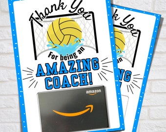 Water Polo Coach Thank You Card, Gift Card Holder, Coach Appreciation, Water Polo Coach Gift, You're an Amazing Coach, End of Season, 5x7