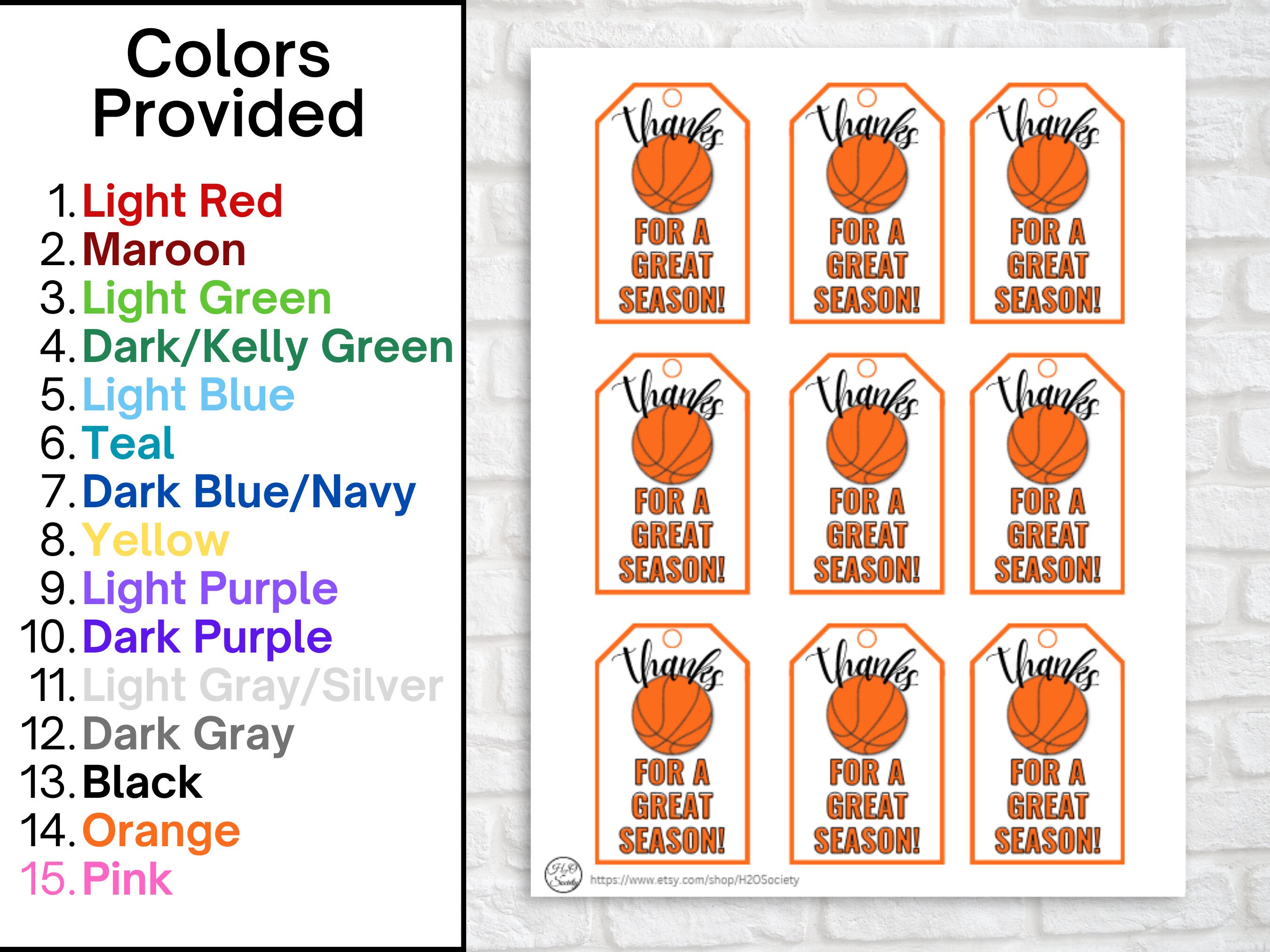 Basketball Testing Tags Basketball Gift Tags, Printable Sports Thank You Tag, Basketball End of ...