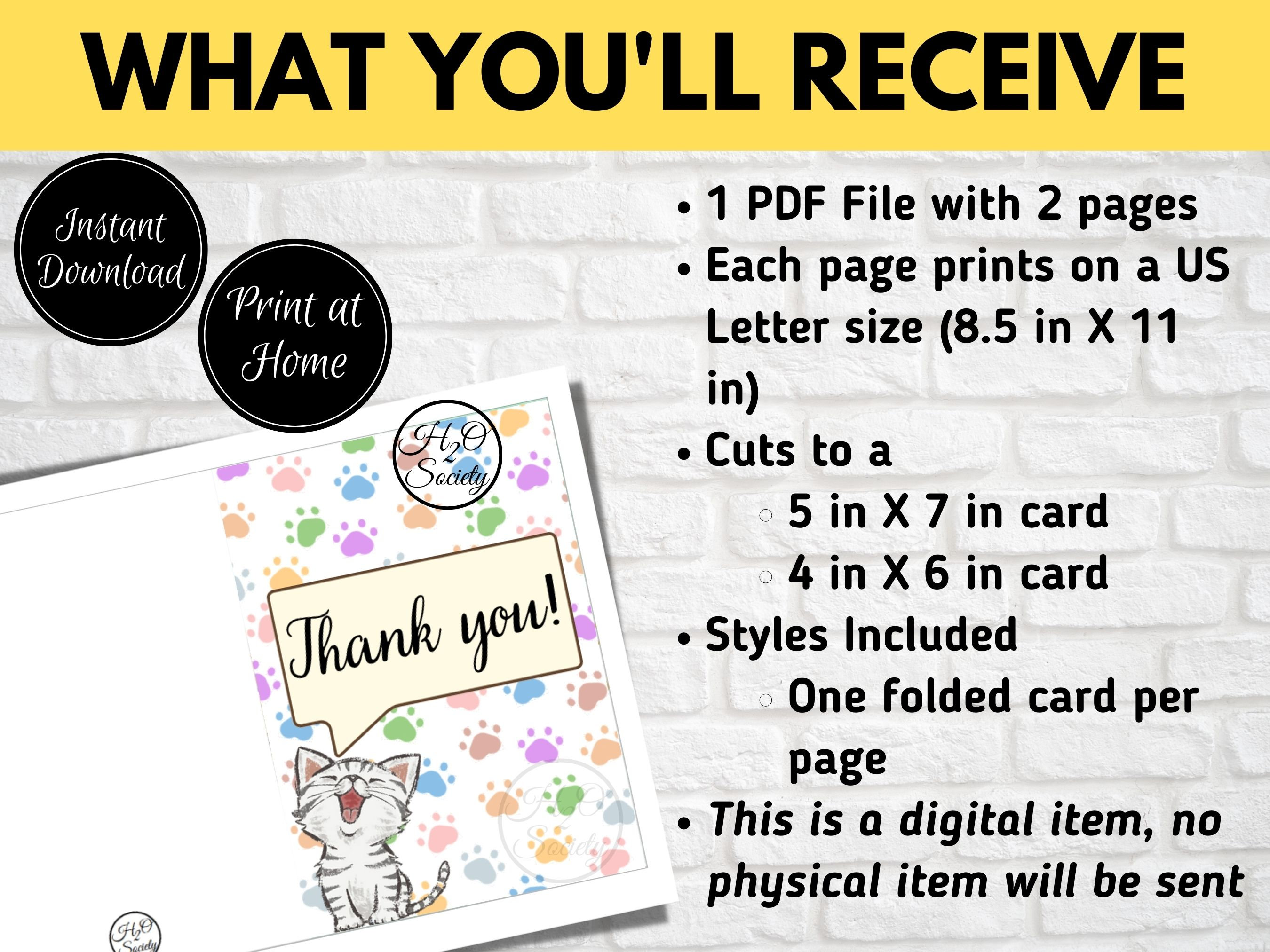 Pet Sitter Thank You Card, Printable Cat Sitter Gift, Cat Thank You Card, Pet Sitting Card