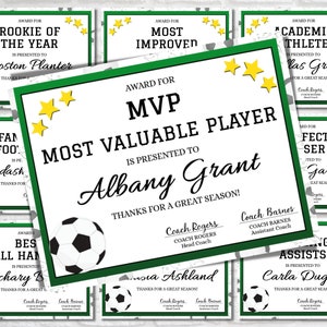Editable Soccer Award Certificates, Award Ceremony Certificates, End of Season Soccer Awards, Soccer Certificate, Sports Banquet, Corjl