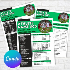 Fußballsportler-Profilblatt, College-Recruiting, bearbeitbare Canva-Vorlage, Fußballprofil, Sportlebenslauf, Sportvorlage, Camps-Vitrinen