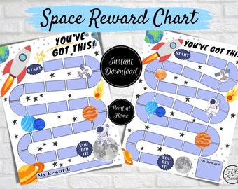 Printable Space Reward Chart, Astronaut Potty Training, Behavior Chart, Reading Tracker,  Kids Routine Sticker Chart, Chore Chart, Toddler