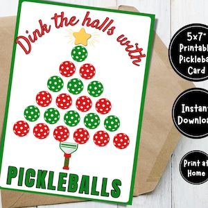 Druckbare Pickleball Weihnachtskarte, Pickleball Karte, Pickleball Weihnachtskarte, Frohe Weihnachten, Happy New Year, Sofort Download, Pickleball