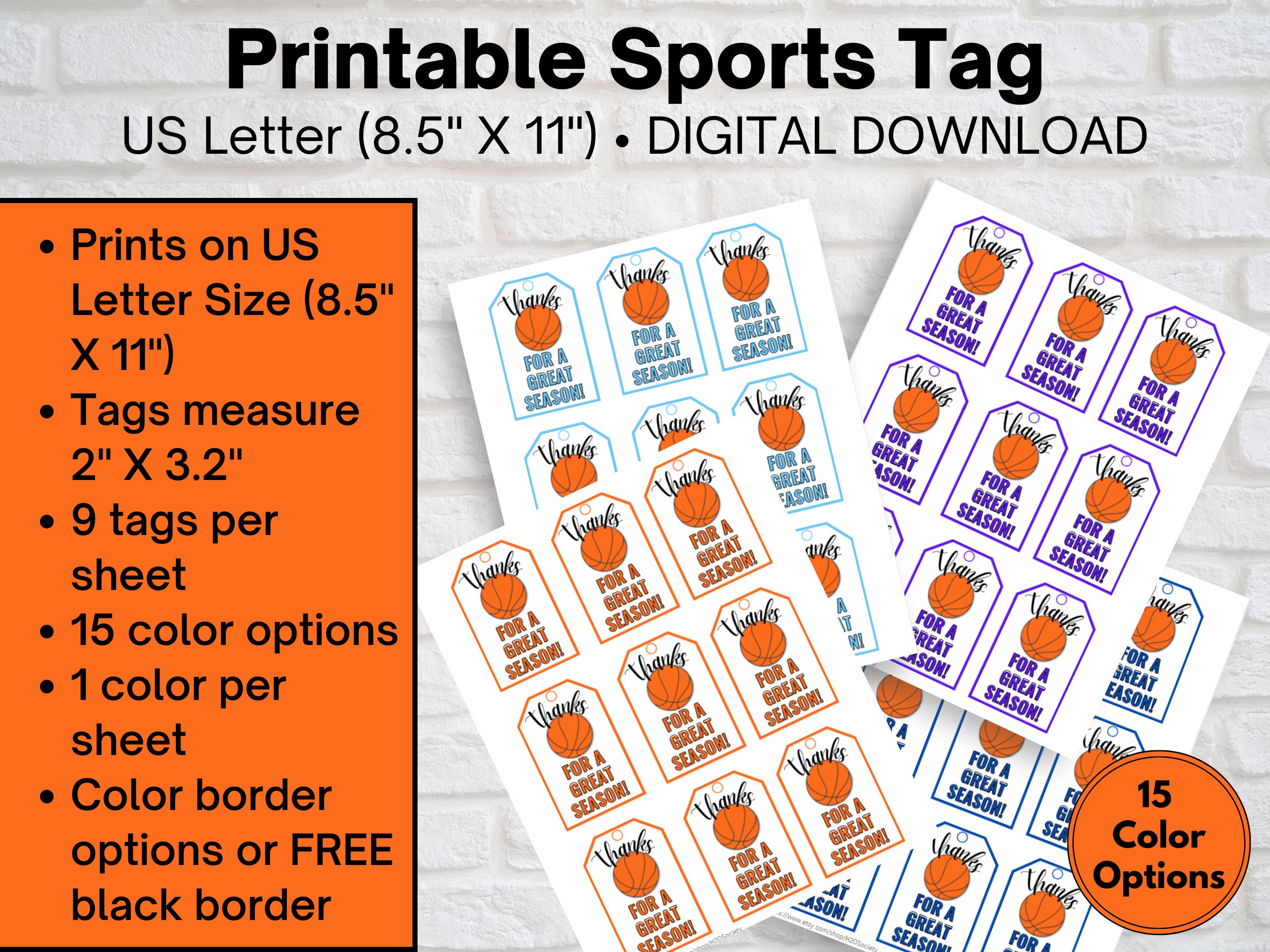 Basketball Testing Tags Basketball Gift Tags, Printable Sports Thank You Tag, Basketball End of ...