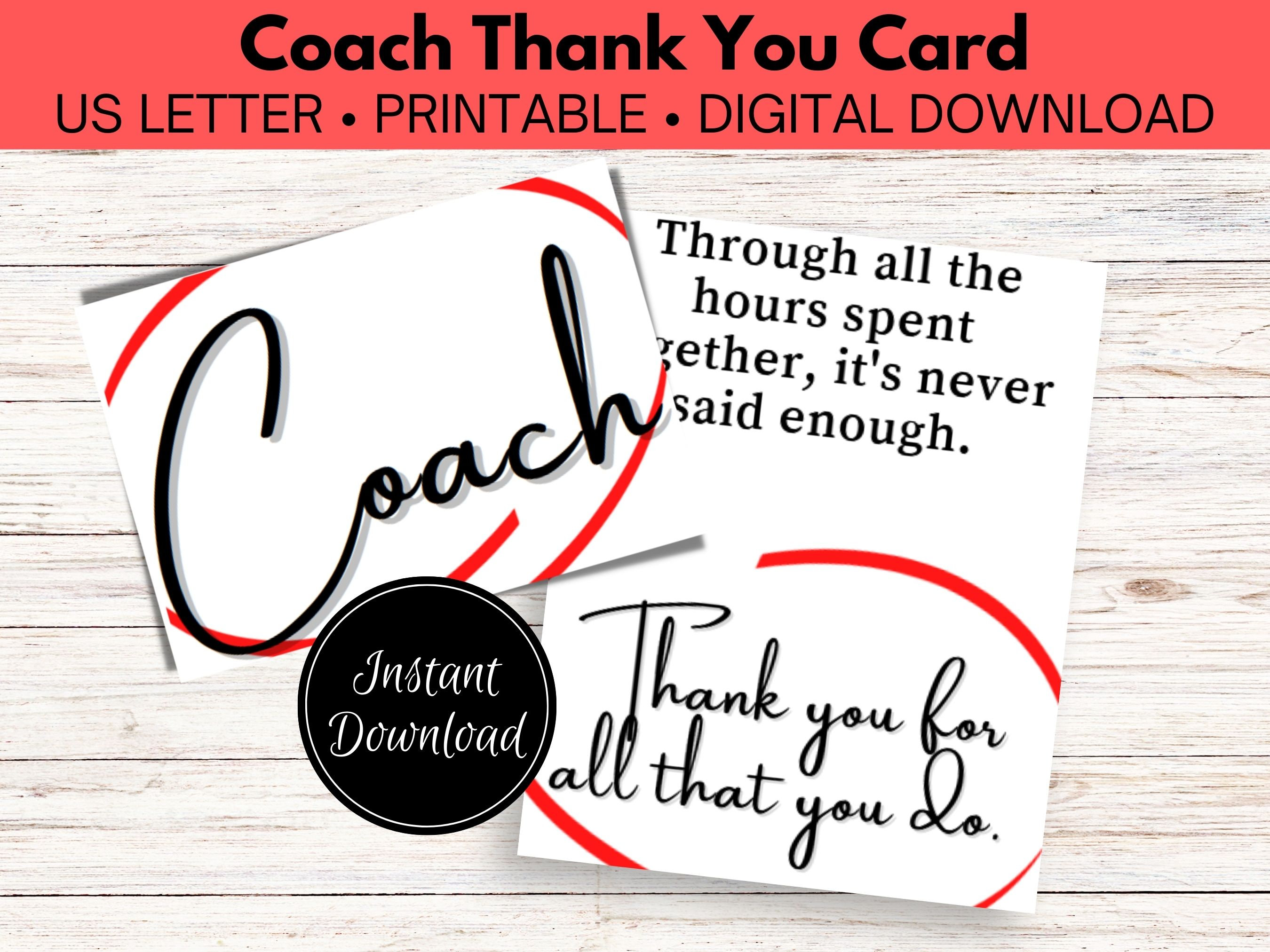 Coach Thank You Card Coach Appreciation Card Printable Coach - Etsy
