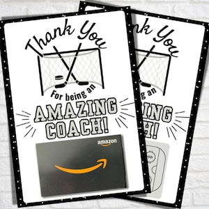 Carte de remerciement pour entraîneur de hockey, porte-carte-cadeau, appréciation de l'entraîneur, cadeau pour entraîneur de hockey, Vous êtes un entraîneur incroyable, fin de saison, carte 5 x 7