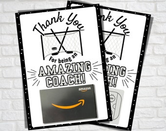 Hockey Coach Thank You Card, Gift Card Holder, Coach Appreciation, Hockey Coach Gift, You're an Amazing Coach, End of Season, 5x7 Card