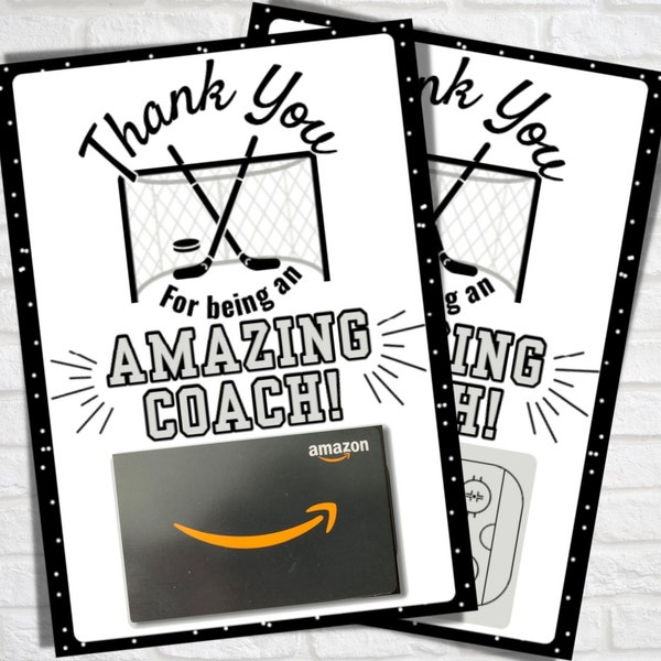 Hockey Coach Thank You Card, Gift Card Holder, Coach Appreciation, Hockey Coach Gift, You're an Amazing Coach, End of Season, 5x7 Card