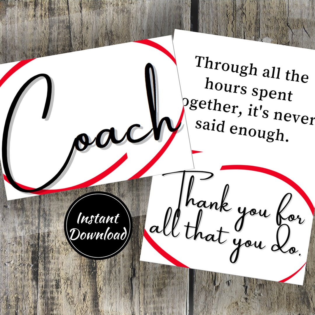 Coach Thank You Card Coach Appreciation Card Printable Coach - Etsy