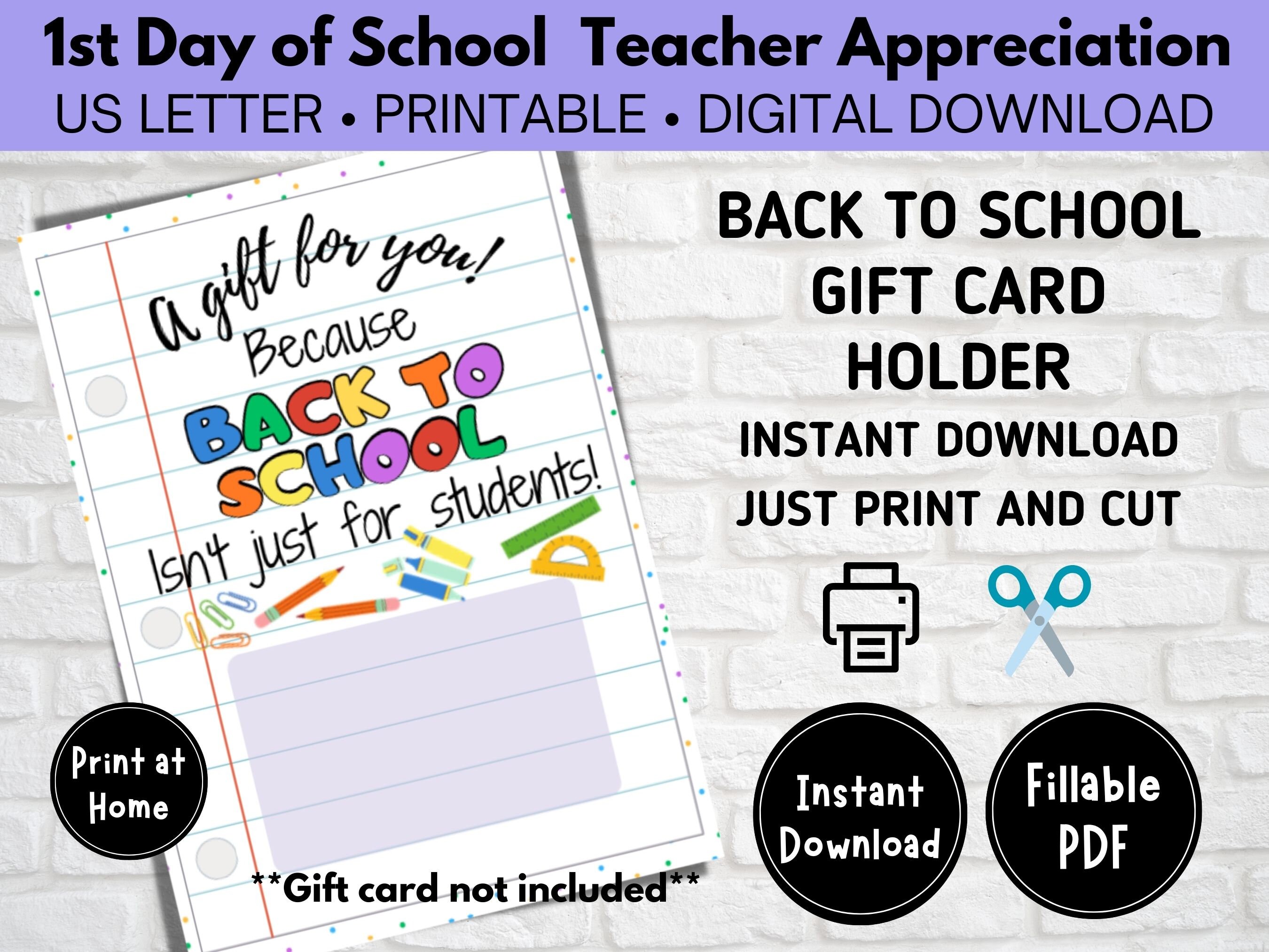 First Day of School Gift Card Holder, Back to School, Teacher ...