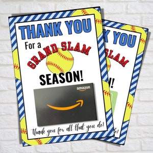 Softball Coach Thank You Card, Printable Softball Coach Gift Card Holder, Coach Appreciation, Softball Coach Gift, Coach Gift Idea