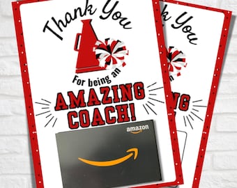 Biglietto di ringraziamento per allenatore di cheerleading, porta carte regalo, apprezzamento per l'allenatore, regalo per allenatore di cheerleading, sei un allenatore straordinario, fine stagione, 5x7, stampabile