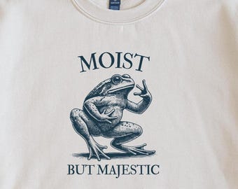 Zabawna bluza z żabą w stylu vintage, wilgotna, ale majestatyczna, wygodna, unisexowa, z okrągłym dekoltem, zabawny prezent dla miłośników żab
