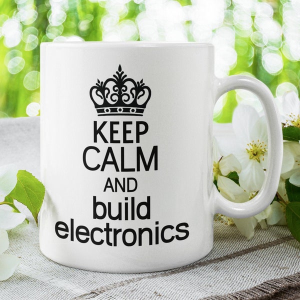 Electronic builder mug, love electronics  gift, robot building coffee cup, Gift for electronic student, Robot builder coffee mug