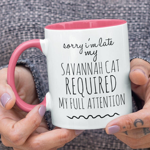Savannah cat mug, Savannah cat gift, Gift for savannah cat owner, Serval cat Mom, cat dad exotic cat lover gift, Cat lover coffee mug,