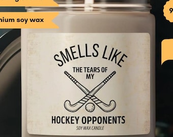 Hockey player soy candle funny hockey gift tears of my hockey opponents Scented Soy Candle in reusable jar with lid