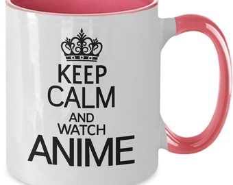 Anime gift, Anime mug, keep calm and watch anime coffee cup, Gift for anime fan, Love anime coffee cup, Anime gifts, Anime coffee mug