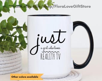 Regalo de reality show, taza de amor con reality show, chica que ama los reality shows, regalo para ella, regalo de reality para ella, taza de café de reality tv, cerámica de 2 tonos