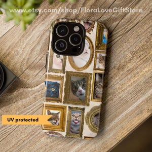 Cat Phone Case, Funny Cat Lover Gift, Vintage Art Cat Cover, Quirky Pet Accessory, Feline Art Design