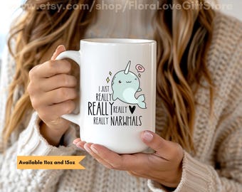 Cute Narwhal mug for narwhal lover gift for her narwhal themed coffee mug for little girl birthday gifts  crazy about narwhals ceramic mug