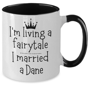 Danish gift, danish mug, born in denmark, Danish wife, Danish husband coffee cup, married a dane, Denmark  gifts, Danish wedding present