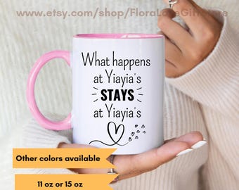 Yiayia gift, funny yia yia mug, what happens at yiayia's funny coffee cup, gift for yiayia gifts, greek mug, gifts for yiayia,  greek granny
