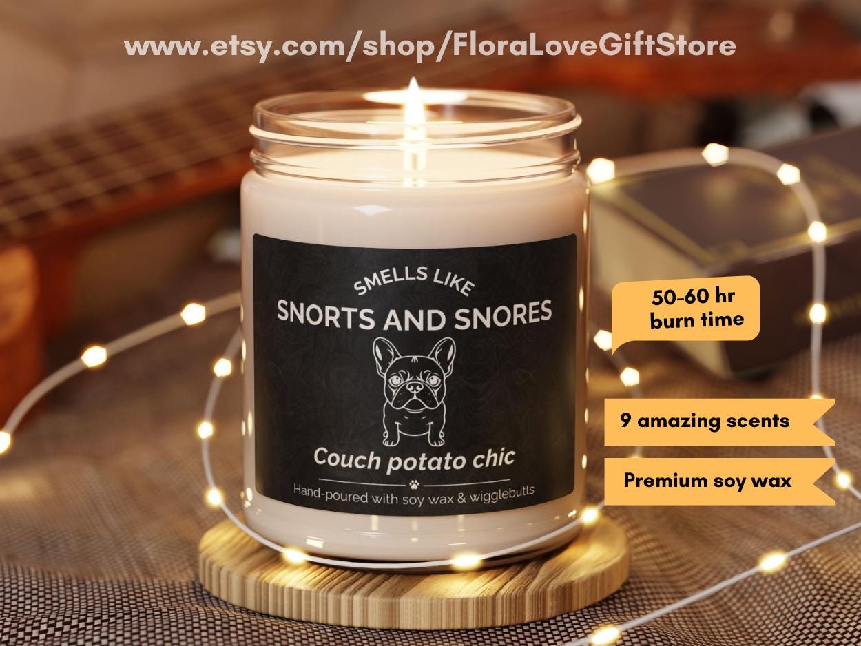 Bougie Parfumée Lavande Bouledogue Français - Cadeau Maman Chien Drôle Et Original