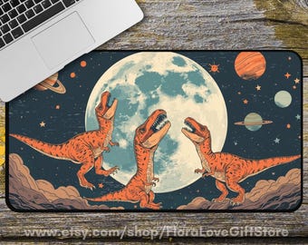 恐竜デスクマット T-Rex レトロ 宇宙恐竜イラスト ティラノサウルス