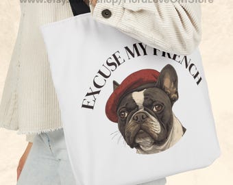 Französische Bulldogge Geschenke Frenchie Mom Einkaufstasche, perfekt für Tierliebhaber, Einkaufen, Strand, Geschenke, einzigartiges Hundeliebhaber Zubehör