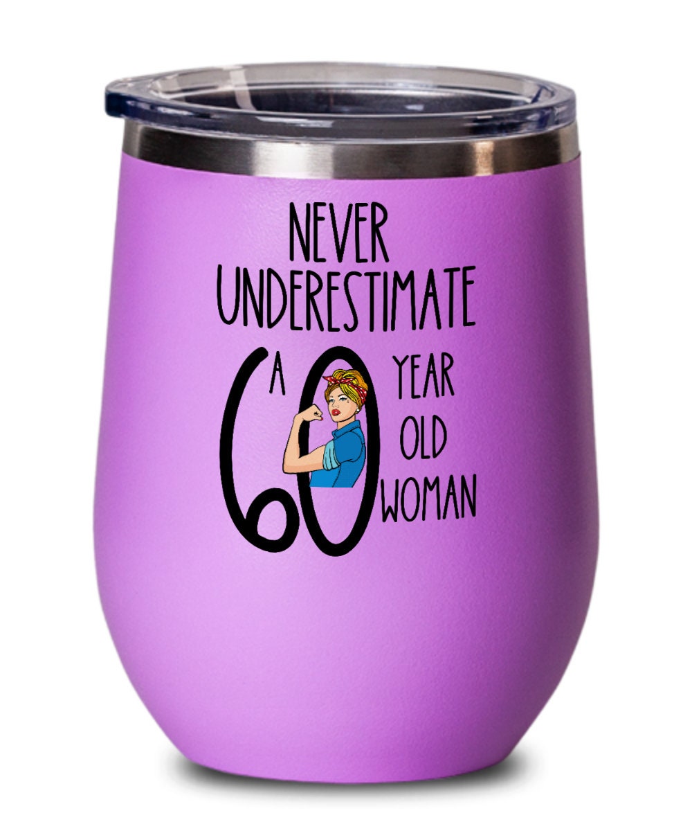 60th Birthday Gift for 60th 60 Year Old Woman Wine Glass Etsy