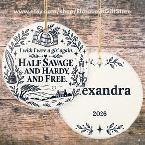 Personalized Wuthering Heights Ceramic Ornament, Emily Bronte Quote, Vintage Cottage Design