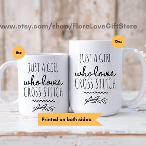 Taza de punto de cruz, regalo para amantes del punto de cruz, taza de costura para ella, regalo de cumpleaños de bordado, taza para amantes de las manualidades