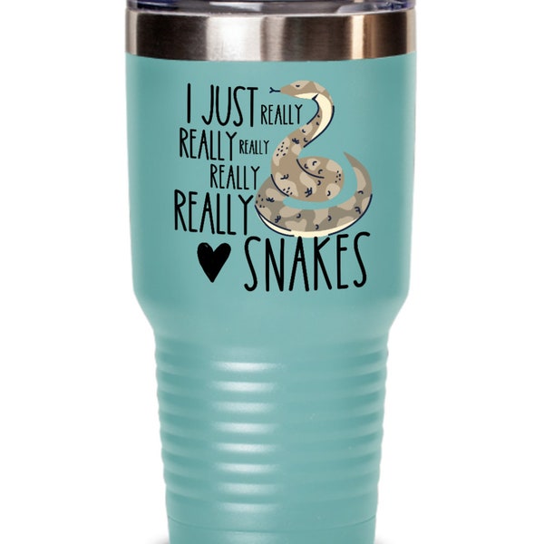 Funny snake lover gift love snakes insulated tumbler travel mug Snake mom gift Snake dad gifts snake owner gifts I really love snakes gifts