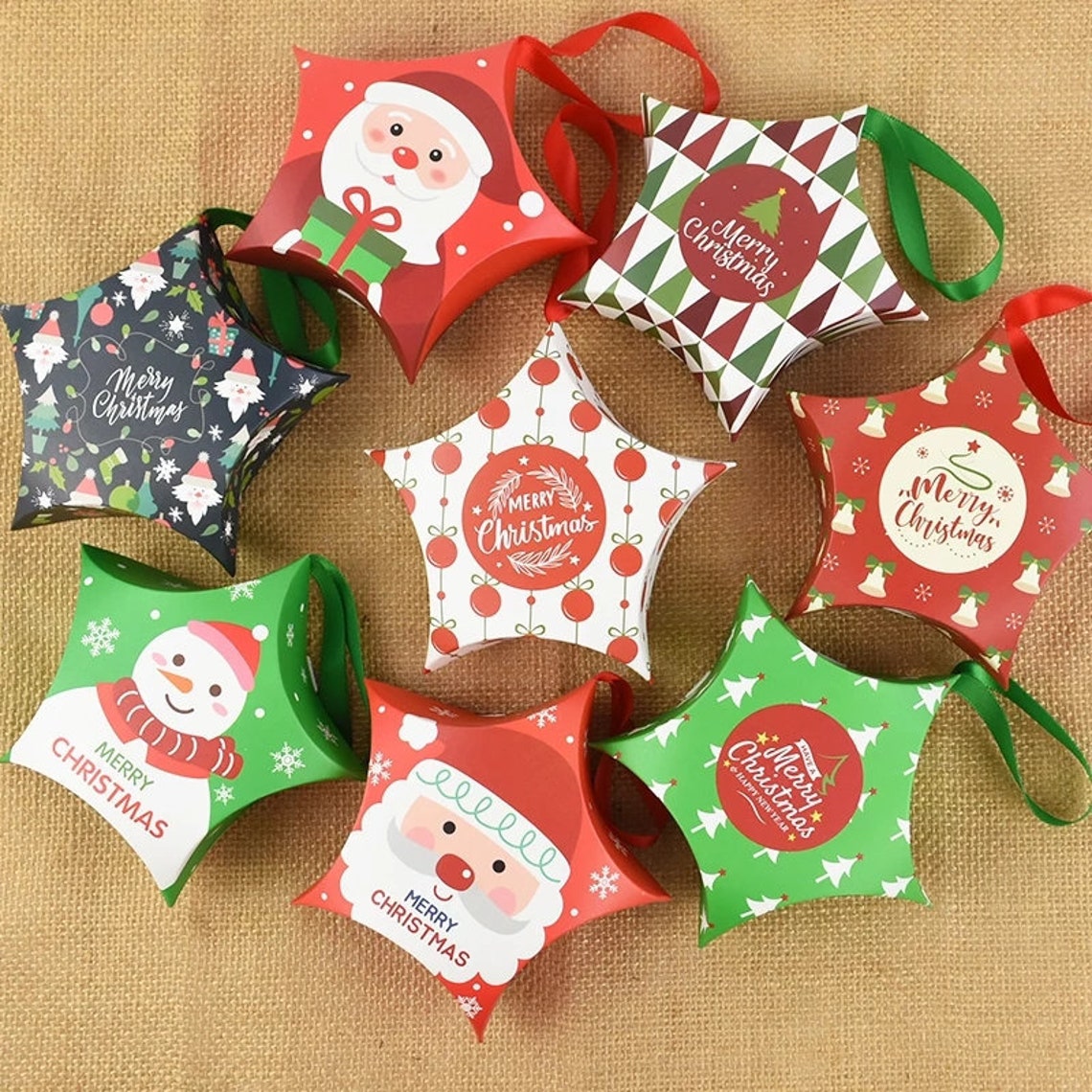 Christmas favour boxes flat packed | Etsy