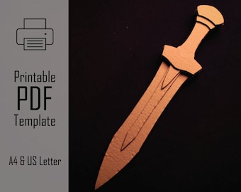 Hydraslayer Xiphos || PDF Printable Pattern Cardboard Sword, Recyle DIY Craft, Papercraft Template, Kids Crafts, Fantasy Adventure Toy