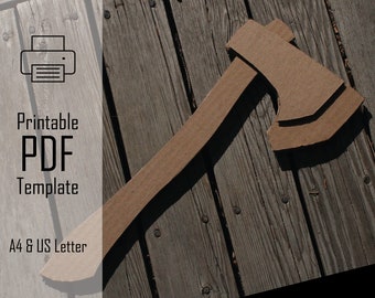 Throwing Hatchet || PDF Printable Pattern Cardboard Axe, Recyle DIY Craft, Toy Sword, Papercraft Template, Kids Crafts, Fantasy Adventure
