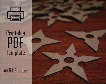 Ninja Stars || PDF Printable Pattern Cardboard Ninja, Recyle DIY Craft, Toy Sword, Papercraft Template, Kids Crafts, Fantasy Adventure